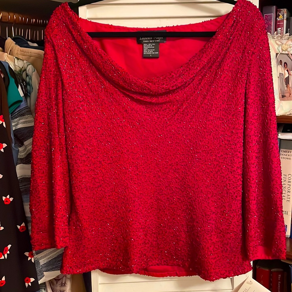 Vintage Sequin Top draping in the front to give you that sexy, yet, classy look!
